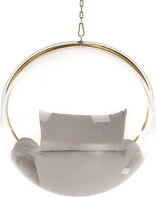 Függő fotel, átlátszó/arany/szürke, BUBBLE NEW TYP 1
