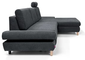 Ágyazható, kárpitozott L-alakú sarokülőgarnitúra tárolóval AVESTA, jobb oldali, antracit