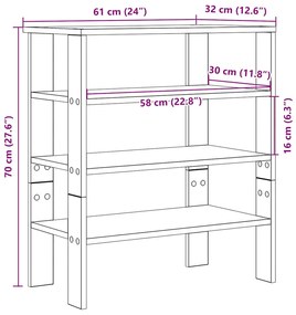 betonszürke szerelt fa cipőtartó 61x32x70 cm