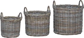 vidaXL Virágcserepes Kosár tárolóval 3 pcs Kubu Szürke Kubu rattán