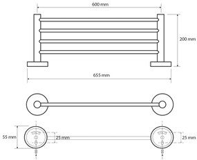 SAPHO XR412 X-Round E törölközőtartó 65 cm, króm