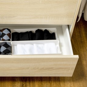 HOMCOM 3 Fiókos Komód Két Színben Fehér és Fa Mintás Tárolóegység - 75 x 42 x 75 cm | Aosom