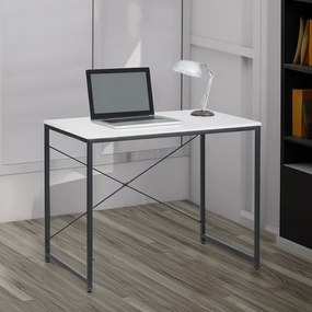Íróasztal, fehér/fekete, 90x60 cm, MELLORA