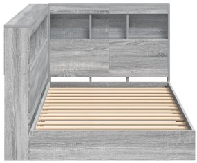 Könyvespolc ágy Szürke Sonoma 90x200 cm Feldolgozott fa