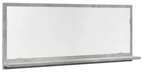 betonszürke szerelt fa tükrös fürdőszobaszekrény 90x11x37 cm