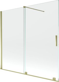Mexen Velar, 2 szárnyas eltolható kádparaván 170 x 150 cm, 8mm átlátszó üveg, arany fényes profil, 896-170-000-01-50