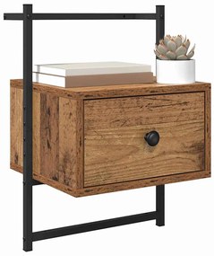 vidaXL Éjjeliszekrény fiókkal 2 pcs Öreg fa 35 x 30 x 51 cm Faanyag