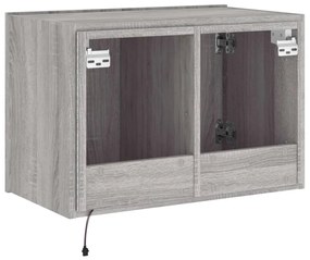 szürke sonoma színű fali TV-szekrény LED-ekkel 60x35x41 cm