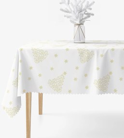 Goldea karácsonyi teflonbevonatú asztalterítő - aranyszínű karácsonyfák és csillagok 100 x 100 cm
