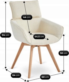 Forgó szék krém színben, bouclé kárpittal, DIAS