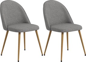 HOMCOM 2 db kárpitozott étkezőszék, konyhai székek vászon anyaggal és acél lábakkal, modern stílus, 120 kg terhelhetőség, 50x52x83 cm, Szürke | Aosom