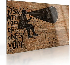 Kép - Férfi kerékpáron Banksy stílusában (üvegen) (70x50 cm)