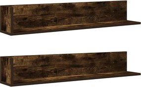 vidaXL 2 db füstös tölgy színű szerelt fa fali polc 100x16,5x16,5 cm