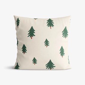 Goldea pamut párnahuzat - fenyőfák natúr alapon 40 x 40 cm
