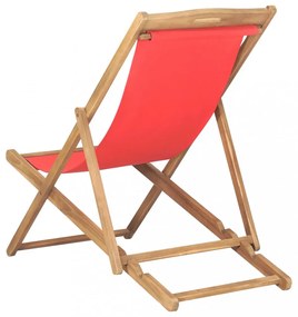 piros összecsukható tömör tíkfa strandszék