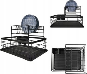 Edényszárító 2 Szintes Fekete ,evőeszköztartó Kosár