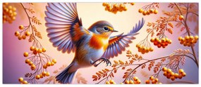 Kép - Madár berkenyével (120x50 cm)