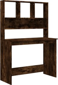vidaXL füstös tölgy szerelt fa íróasztal polcokkal 102 x 45 x 148 cm