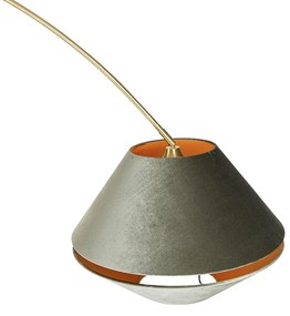 Sárgaréz ívlámpa fehér és dupla bársony zöld ernyővel - XXL