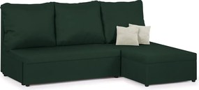 TOMI Háromszemélyes kinyitható sarokkanapé Sötétzöld/krém