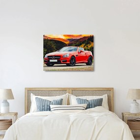 Kép - piros Mercedes (üvegen) (70x50 cm)