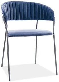 Sötétkék étkezőszék LIRA B VELVET fekete lábakkal