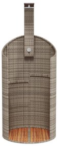 szürke polyrattan és akácfa kültéri zuhanyzó 100x100x241,5 cm