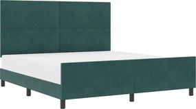 vidaXL Boxrugós ágy fejtámlával Sötétzöld 180 x 200 cm Bársony