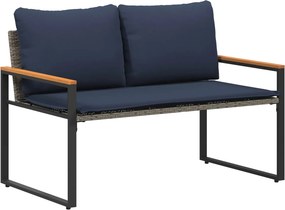 vidaXL pad párnával Szürke és sötétkék 115 x 65 x 72 cm Rattan
