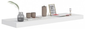 2 db fehér MDF lebegő fali polc 80 x 23,5 x 3,8 cm