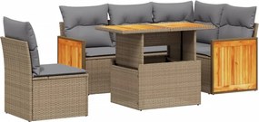 vidaXL 6 részes bézs polyrattan kerti ülőgarnitúra párnával
