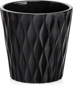 Kerámia Fedő Virágtartó 13 x 14 cm Fekete