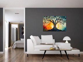 Kép – Mozaik – nap és fa I. (90x60 cm)