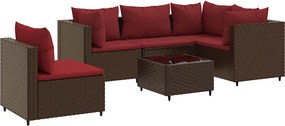 vidaXL 6 részes barna polyrattan kerti ülőgarnitúra párnákkal