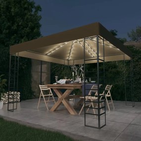 tópszínű kerti pavilon LED fényfüzérrel 3 x 3 m