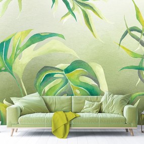 Gario Fotótapéta Monstera levelek világoszöld alapon Anyag: Vlies, Méret: 100 x 70 cm