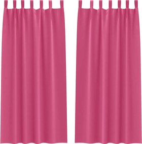 vidaXL Fekete Függöny Gyűrűkkel 2 pcs Élénk rózsaszín 225 x 140 cm