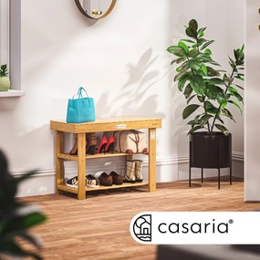 Casaria® Cipőtartó és pad 2 az 1-ben akác - 70x33x46 cm