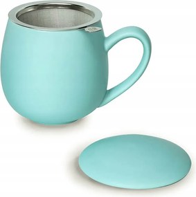 Matt nagy porcelán bögre befőzővel és fedővel 350 ml aranyos ajándék