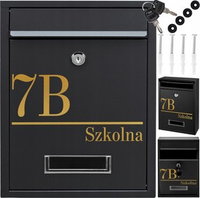 Postaláda Rib Levelek Fekete Arany Minta