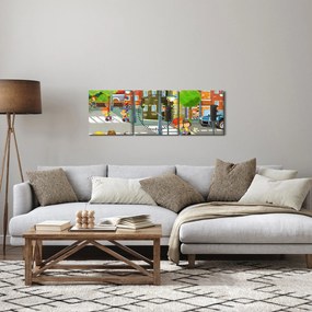 Kép - gyermek város (órával) (90x30 cm)