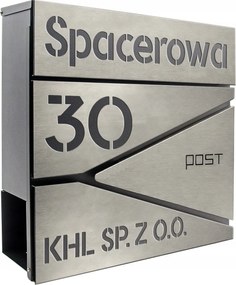 Levéltartó doboz, újságtartó rozsdamentes acél cím házszám Cnc