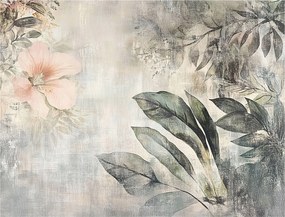 Fotótapéta Beton és Virág Elegancia Szürke Botanikus Loft 312x219 +ragasztó