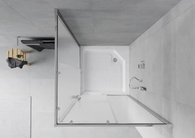 Mexen Rio 90 x 90 cm-es, szögletes zuhanykabin, deres, króm + fehér zuhanytálca - 860-090-090-01-30-4510