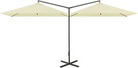 vidaXL homokszínű dupla napernyő acélrúddal 600 x 300 cm