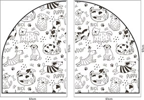 PIPPER. Védő textil falmatrica – Ív – Vidám kutyák Méret: 120x96cm, Indíték: névvel