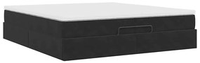 Ottomán ágykeret matracokkal Fekete 200x200cm bársony