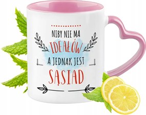 Bögre Szomszédnak Rózsaszín Szív alakú Füllel Kávé Ajándék