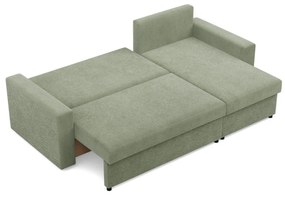 Zeus sarokkanapé, 2 ágyneműtartóval, egyenes kartámasz, kordbársony, univerzális oldal, hab töltet, zöld