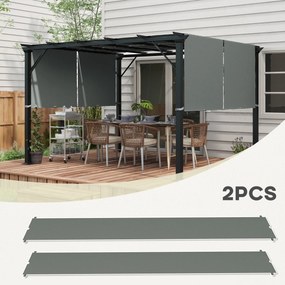 Outsunny 2 db állítható pergola pótfólia 4,9 x 1,2 m 3 x 3 m pergolához, sötétszürke poliészter anyag UV védelemmel | Aosom